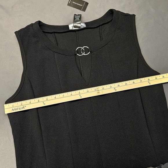 Ashley Stewart Black Sleeveless Dress Sz 14/ 16 Fit Flare Knee Length SLDRingsLV - Picture 3 of 6